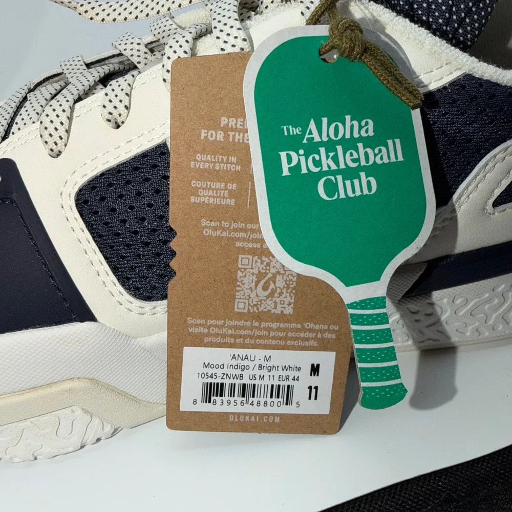 OluKai Anau Pickleball Sneakers Men's 11 Mood Indigo Bright White Sneakers NEW